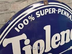 TIOLENE Enamel Sign, ø 19.7 (50cm) Vintage Motor Oil Garage Porcelain Rare