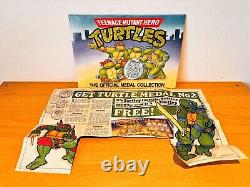Teenage Mutant Hero Turtles Medal Collection Vintage 1990 & Cut Out Advert Rare