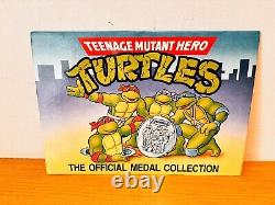 Teenage Mutant Hero Turtles Medal Collection Vintage 1990 & Cut Out Advert Rare
