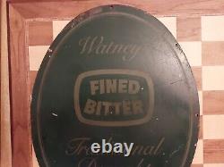 ULTRA RARE Vintage Watneys Fined Bitter Pub Oval Metal Advertising Wall Plaque