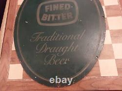 ULTRA RARE Vintage Watneys Fined Bitter Pub Oval Metal Advertising Wall Plaque