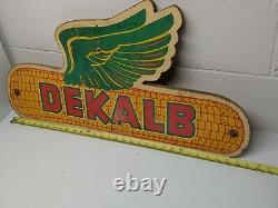Ultra rare 2 Sided Vintage 1950's Dekalb Flying Ear Seed Corn Farm 31 Sign