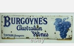 VERY RARE Antique Vintage Burgoyne's Australian Wine Enamel SIGN