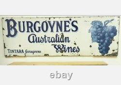 VERY RARE Antique Vintage Burgoyne's Australian Wine Enamel SIGN