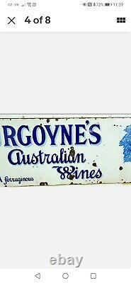 VERY RARE Antique Vintage Burgoyne's Australian Wine Enamel SIGN