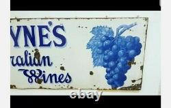 VERY RARE Antique Vintage Burgoyne's Australian Wine Enamel SIGN