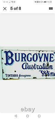 VERY RARE Antique Vintage Burgoyne's Australian Wine Enamel SIGN