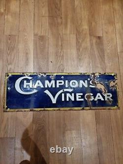 VERY RARE Champions Vinegar Enamel Sign Vintage Original