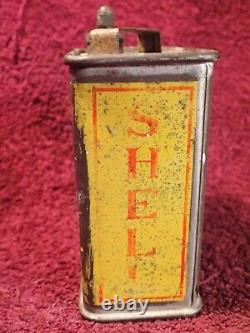 VERY RARE VINTAGE ANTIQUE SHELL BENZIN OIL CAN w ORIGINAL CAP DENMARK DANISH