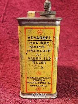 VERY RARE VINTAGE ANTIQUE SHELL BENZIN OIL CAN w ORIGINAL CAP DENMARK DANISH