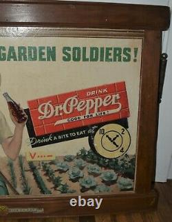 VERY RARE Vintage DR PEPPER SODA WWII ONWARD Garden Soldiers Advertising SIGN