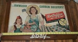 VERY RARE Vintage DR PEPPER SODA WWII ONWARD Garden Soldiers Advertising SIGN