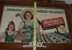 VERY RARE Vintage DR PEPPER SODA WWII ONWARD Garden Soldiers Advertising SIGN