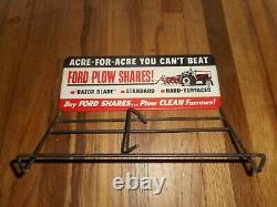 VERY RARE Vintage FORD PLOW SHARES FURROW 8N FARM TRACTOR Advertising RACK SIGN