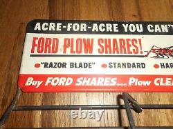 VERY RARE Vintage FORD PLOW SHARES FURROW 8N FARM TRACTOR Advertising RACK SIGN