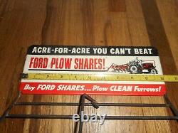 VERY RARE Vintage FORD PLOW SHARES FURROW 8N FARM TRACTOR Advertising RACK SIGN