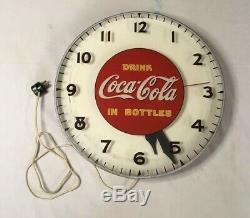 VERY RARE Vintage Lackner Co Coca Cola Wall Clock Drink Coke Cincinnati WORKS