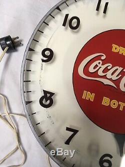 VERY RARE Vintage Lackner Co Coca Cola Wall Clock Drink Coke Cincinnati WORKS