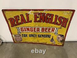 VERY RARE Vintage REAL ENGLISH Ginger BEER Sign 27 1/2 x 20 GAS OIL SODA COLA