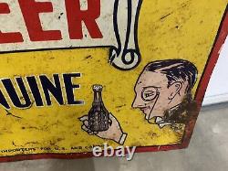 VERY RARE Vintage REAL ENGLISH Ginger BEER Sign 27 1/2 x 20 GAS OIL SODA COLA