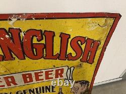 VERY RARE Vintage REAL ENGLISH Ginger BEER Sign 27 1/2 x 20 GAS OIL SODA COLA