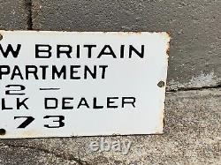 VINTAGE 1912 (LICENSED MILK DEALER NO. 73) PORCELAIN DEALER SIGN, (RARE) 15x 5