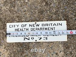 VINTAGE 1912 (LICENSED MILK DEALER NO. 73) PORCELAIN DEALER SIGN, (RARE) 15x 5