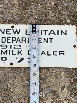 VINTAGE 1912 (LICENSED MILK DEALER NO. 73) PORCELAIN DEALER SIGN, (RARE) 15x 5