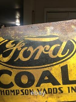 VINTAGE 1930s Henry Ford Coal Sign Thompson Yards Inc. RARE MINING ADVERTISING