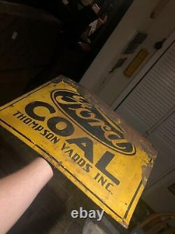 VINTAGE 1930s Henry Ford Coal Sign Thompson Yards Inc. RARE MINING ADVERTISING