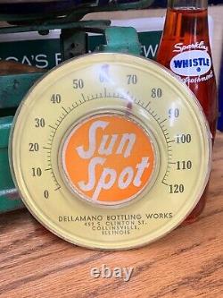 VINTAGE 1950's (SUN SPOT SODA) ADVERTISING THERMOMETER, (5.5 INCH) WORKS, RARE