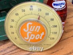 VINTAGE 1950's (SUN SPOT SODA) ADVERTISING THERMOMETER, (5.5 INCH) WORKS, RARE