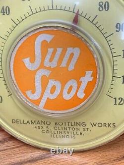 VINTAGE 1950's (SUN SPOT SODA) ADVERTISING THERMOMETER, (5.5 INCH) WORKS, RARE