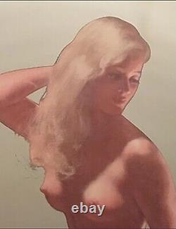 VINTAGE 1970'S RARE PIN UP ART GLAMOR GIRL MIRROR BAR MAN CAVE DECOR 14 x 26