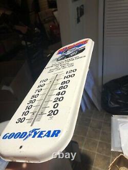 VINTAGE 1970s Goodyear Tires Pit Stop Service Advertising Thermometer Sign Rare