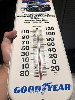 VINTAGE 1970s Goodyear Tires Pit Stop Service Advertising Thermometer Sign Rare