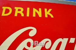 VINTAGE 40's WAR TIME COCA COLA SODA DRINK SILHOUETTE BOTTLE RARE MASONITE SIGN