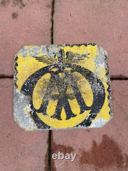 VINTAGE AA Aluminium Rare Sign Very Distressed Look