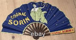 VINTAGE ADVERTISING FAN ÉVENTAIL COGNAC SORIN ART DECO FRANCE DRINK BAR RARE No1