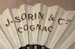 VINTAGE ADVERTISING FAN ÉVENTAIL COGNAC SORIN ART DECO FRANCE DRINK BAR RARE No1