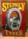 VINTAGE ENAMEL SIGN Stepney Tyres Very Rare Original Sign Two British Grippers