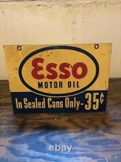 VINTAGE ESSO DEALER 1940 Oil CAN SIGN RARE VERSION