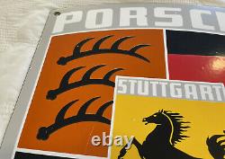 VINTAGE PORSCHE PORCELAIN SIGN 18 x 14 DEALERSHIP SERVICE STATION GAS OIL RARE