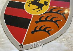 VINTAGE PORSCHE PORCELAIN SIGN 18 x 14 DEALERSHIP SERVICE STATION GAS OIL RARE