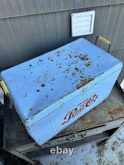 VINTAGE PROGRESS Pepsi Cola Metal Ice Cooler ORIGINAL RARE