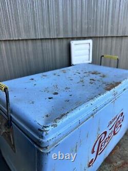 VINTAGE PROGRESS Pepsi Cola Metal Ice Cooler ORIGINAL RARE