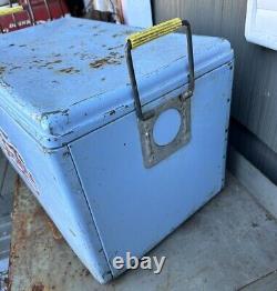 VINTAGE PROGRESS Pepsi Cola Metal Ice Cooler ORIGINAL RARE
