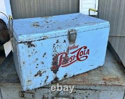 VINTAGE PROGRESS Pepsi Cola Metal Ice Cooler ORIGINAL RARE