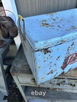 VINTAGE PROGRESS Pepsi Cola Metal Ice Cooler ORIGINAL RARE