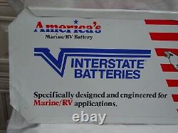 VINTAGE RARE INTERSTATE BATTERY Marine/RV Battery Double Sided ADVERTISING SIGN